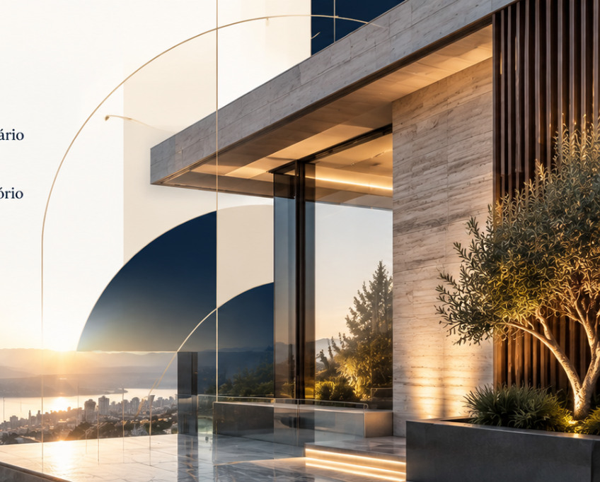 Arquitetura contemporânea e paisagem do litoral, imagem conceitual do escritório